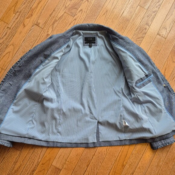 J.Crew REGENT Chambray Blazer Blue Ruffle 10 - Picture 7 of 15